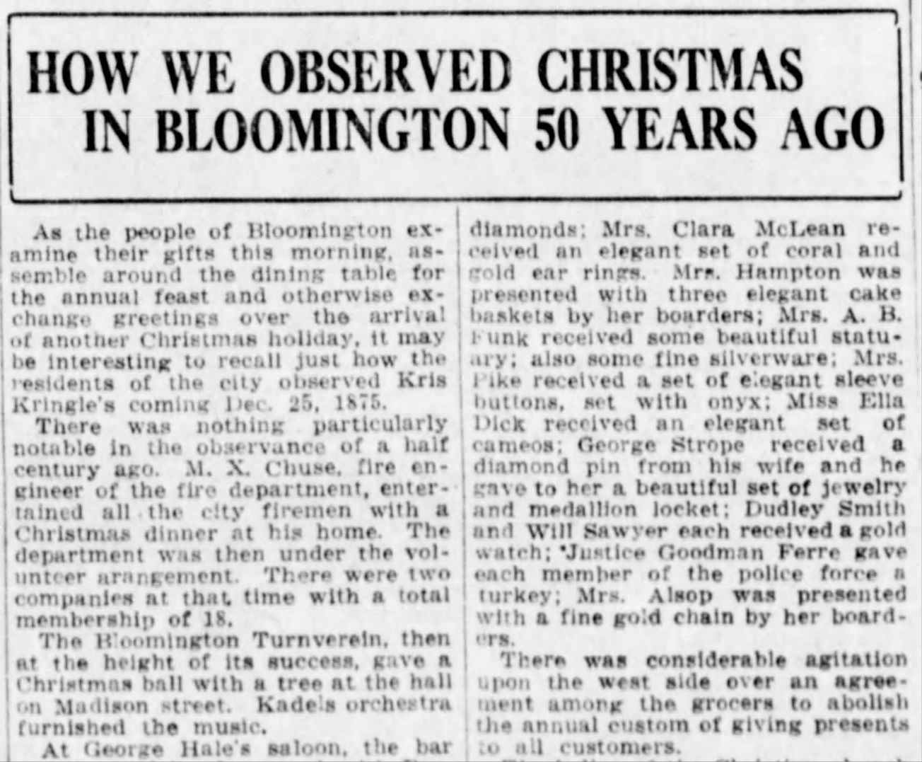 How we observed Christmas in Bloomington 50 years ago